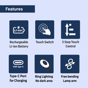 Lampe de bureau LED moderne Charge rapide de type C Bras réglable Sans fil Écologique Comprend une batterie Supports de stockage intégrés - Product Image 3