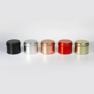 Pot à bougie rond en cuivre avec couvercle en métal, récipient pour bougie en cire de soja, finition premium, réutilisable. - Product Image 3