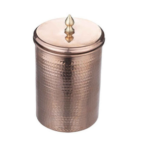 Hammered Copper <b>Metal</b> Storage Canister with Lid | Decorative Kitchen Food Storage <b>Container</b> Wholesale - Product Image 4