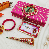 Ensemble cadeau de mariage, boîte cadeau, cône de henné, bangle, cadeau traditionnel pour demoiselle d'honneur, cadeau de mariage, fête de sangeet, henné, cadeaux de fête de pendaison de crémaillère