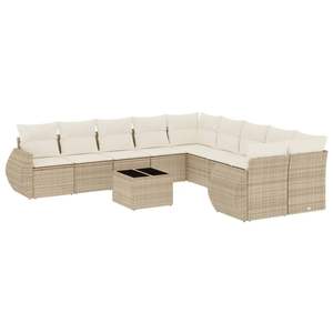 Conjunto de Sofás Modulares Grandes de Ratán Sintético PE Beige para Jardín, Muebles Modulares Cómodos para Exteriores - Product Image 2
