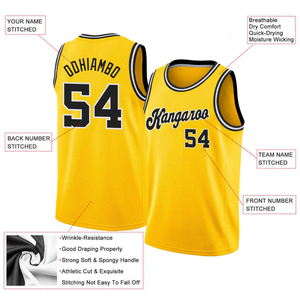 Maillots de basket-ball légers de style sportswear de haute qualité en gros, personnalisés, 100% polyester, sans manches, pour hommes - Product Image 4