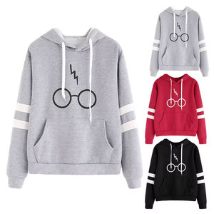 Sudadera con capucha roja con estampado de gafas y rayo, unisex, informal, holgada, de forro polar, para otoño, a la moda, al por mayor, personalizada - Product Image 6