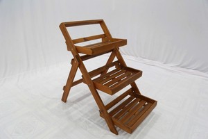 Support à plantes pliable en bois d'acacia à 3 niveaux, imperméable, avec étagères à lattes, pour balcon et terrasse - Product Image 1