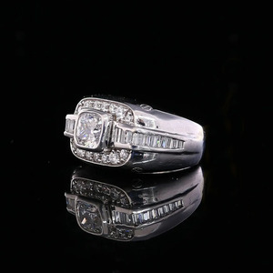 Women's Cushion Cut Moissanite Engagement <b>Ring</b> 925 Sterling Silver Bezel Setting Pave Diamond Geometric Classic Style Jewelry - Product Image 4