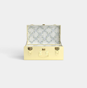 Aesthetic Pink Rectangular Metal <b>Storage</b> Trunk Box With Lid Printed Interior Classic Design For Organizing Sundries - Product Image 5