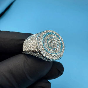 Anillo de Diamantes de Plata 925 de Moda, Lujoso para Hombre, Totalmente Cubierto de Diamantes, Estilo Hip Hop Brillante, Certificado IGI, Venta al por Mayor para Bodas - Product Image 2