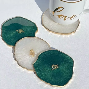 Custom Design Resin <b>Coaster</b> Set Heat Resistant <b>Drink</b> <b>Coasters</b> Wholesale Supplier by blossom craft india - Product Image 1