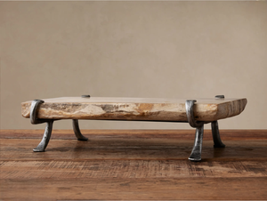 Soporte rústico de 3 niveles de madera petrificada con borde natural, torre de postres de piedra natural, expositor de tartas de hierro forjado, bandejas decorativas - Product Image 4