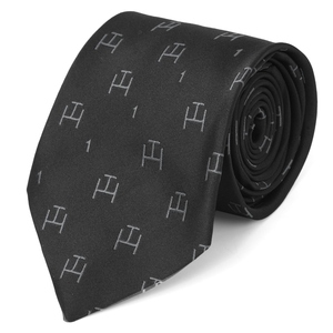 Corbata Masónica Premium Royal Arch Chapter, Negra y Gris con Patrón Triple Tau, Corbata Formal para Hombre, Regalia Personalizada para Logia - Product Image 1