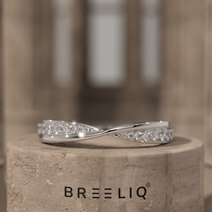 14K Solid <b>Gold</b> Round Lab Grown Diamond Twist Crossover <b>Ring</b> Pave <b>Set</b> Stackable Wedding Band Elegant Fine Jewelry - Product Image 4