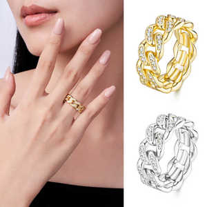 Bague Éternité Chaîne Massif en Or Massif 9K 10K 14K 18K avec Diamant de Laboratoire Rond Brillant Couleur DEF Clarté VS VVS - Product Image 5
