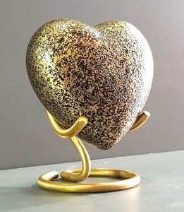 Heart Shape Metal Urn Handmade Luxury Home Decor Valentine's Day Gift Modern Design <b>Gold</b> Finish - Product Image 5