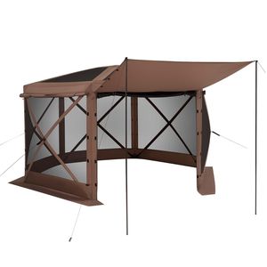 Gazebo Pop-up 3,6 x 3,6 m con Zanzariera, Tenda Grande a 6 Lati per Campeggio con Tetto Rimovibile, Borsa per il Trasporto, Montaggio Rapido, Protezione Solare Anti-Mosche - Product Image 1