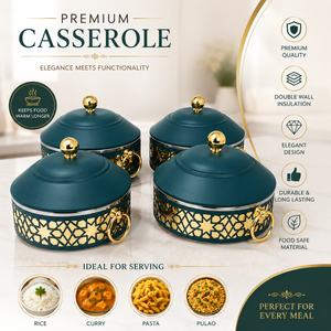 Premium Double Wall Insulated Casserole <b>Set</b> with Gold Finish Food Grade Stainless Steel Hot <b>Pot</b> Serving Bowls for Home Kitchen - Product Image 5