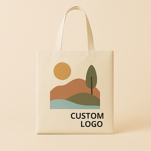 Sacs fourre-tout en toile de coton en gros, personnalisables avec logo imprimé, réutilisables, grands sacs de courses, sacs en coton blancs à motif géométrique - Product Image 3