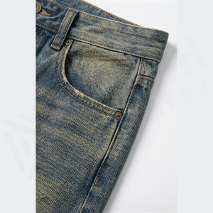 Jean en denim délavé taille haute coupe large pour homme, style décontracté en coton, collection automne - Product Image 5