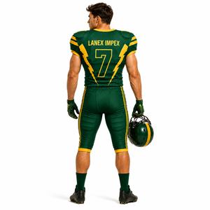 Uniforme de Fútbol Americano para Hombre de Alta Calidad, Verde y Amarillo, Sublimado, Conjunto de Jersey y Pantalones, Número 7, Poliéster Transpirable - Product Image 4