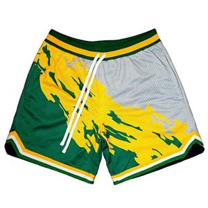 Shorts de malla personalizados al por mayor con logo, de poliéster transpirable para hombre, de 5 pulgadas de entrepierna, de doble capa. - Product Image 4
