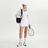 Ensemble deux pièces pour femme : robe de sport à manches longues et veste courte, col rond, fente latérale, au-dessus du genou, séchage rapide, respirant, pour pickleball