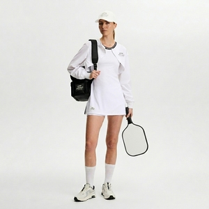 Conjunto deportivo de dos piezas para mujer, vestido y chaqueta corta de manga larga, cuello redondo, abertura lateral, para pickleball, tenis, pádel. - Product Image 1