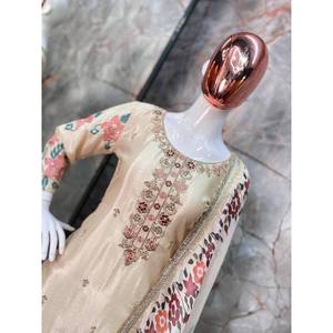 Designer Silk Salwar Kameez for Parties Top and Sharara with Dupatta - Product Image 1
