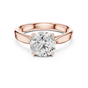Anillo de compromiso solitario con diamante redondo brillante cultivado en laboratorio en oro rosa – Anillo de diamante nupcial minimalista clásico de banda ancha - Product Image 5