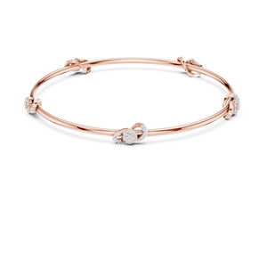 Bracelet jonc ouvert de luxe en or rose avec fleurs et diamants pour femme – Élégant cadeau de bijoux pour mariage et anniversaire - Product Image 2