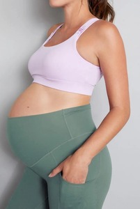 <b>Maternity</b> Yoga Leggings High Waist Full Length Solid Color Stretchy Skinny Fit Women's Tights Breathable Knitted Pants Summer - Product Image 3