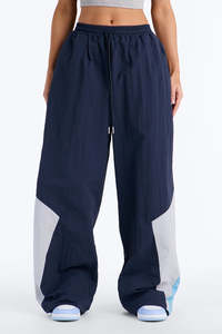 Pantalones Parachute de Pierna Ancha con Bloques de Color para Mujer, con Cordón Ajustable, Estilo Casual Urbano, OEM, Marca Privada, Pantalones para Hombre - Product Image 4