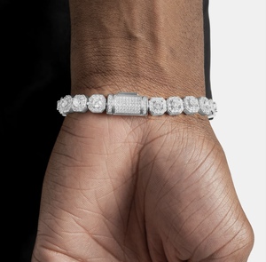 Bracelet tennis tendance en moissanite plaqué argent, coupe ovale, serti à griffes, jonc unisexe, cadeau pour mariage et fête - Product Image 2