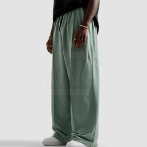 Pantalon ample tendance pour homme, coupe large et décontractée, taille ajustable avec cordon de serrage, tissu tissé lisse, style streetwear décontracté - Product Image 3