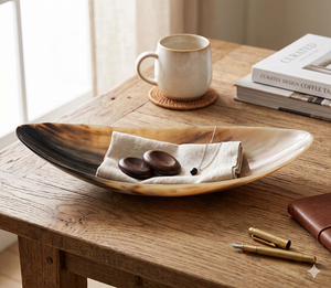 Cuenco de Cuerno de Búfalo Natural Tallado a Mano de Lujo |   Tazón Ecológico de Plástico Orgánico para Ensaladas y Frutas |   Decoración Vintage para el Hogar con Acabado Pulido - Product Image 4