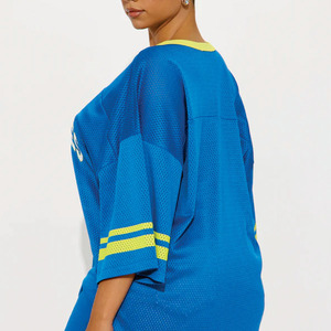 Maillot de football américain unisexe surdimensionné bleu et jaune OEM, sweat-shirt en coton, vêtements de sport, vente en gros de maillots d'équipe de football - Product Image 2
