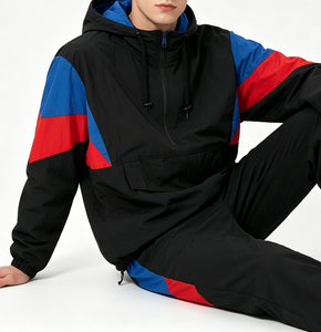 <b>Men's</b> <b>Half</b> <b>Zip</b> Windbreaker <b>Jacket</b> 100% Nylon Quick Dry Custom Color Block Water Resistant Breathable Eco-Friendly Winter Sporty - Product Image 3