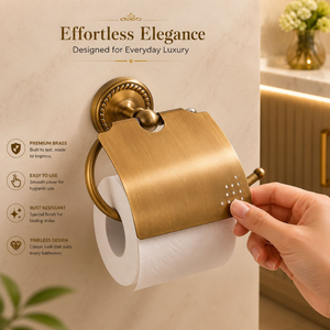 Antique Brass <b>Toilet</b> Paper <b>Holder</b> with Cover <b>Wall</b> <b>Mounted</b> Bathroom Tissue <b>Roll</b> <b>Holder</b> Decorative Bathroom Hardware accessory - Product Image 4