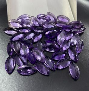 Gema de Amatista Natural con Corte Marquesa para Talleres de Joyería Fina, Piedras Púrpuras Facetadas al por Mayor - Product Image 3