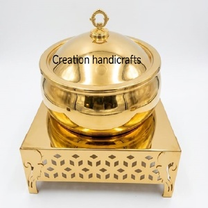 Luxury Gold Casserole Dish with Stand Stainless Steel Buffet <b>Server</b> <b>Food</b> Warmer Serving Dish for Hotel Catering - Product Image 1