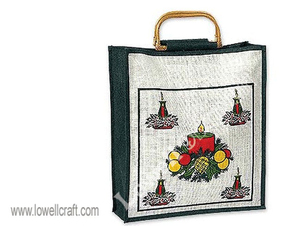 Lowellcraft Printed Mini Jute Cane Handle Christmas Gift <b>Bag</b> - Product Image 4