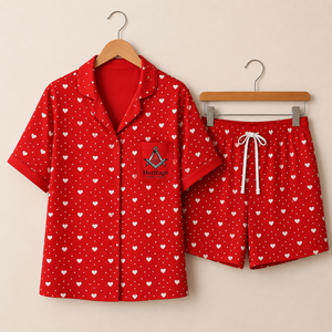 Conjunto de Dos Piezas de Lujo con Estampado de Dos Colores para Mujer, Ropa de Dormir Elegante, Estilo Griego, Regalia Masónica de la Hermandad Delta Sigma - Product Image 1