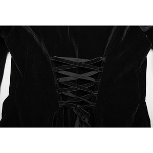 Manteau de fête gothique rétro noir en velours avec broderie symétrique et empiècements en dentelle pour femme style punk - Product Image 6