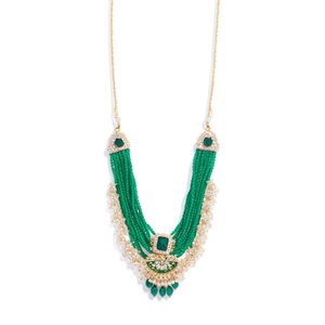 Gold Plated Multi-Layer Beads Long <b>Necklace</b> Set NS591 Green <b>Fashion</b> Layered <b>Necklaces</b> - Product Image 2