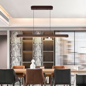 Lampadario a Sospensione LED Moderno da 39 Pollici in Legno di Noce, Lampada Regolabile per Sala da Pranzo e Soggiorno, Elegante Chandelier Color Noce - Product Image 5