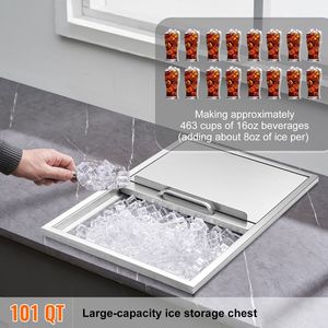 Frigorifero/Cesta Ghiaccio Commerciale in Acciaio Inossidabile per Cucina, 27"L x 18"W x 21"H, Contenitore Ghiaccio da 40.9qt con Coperchio Scorrevole per Cucina Esterna - Product Image 2