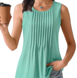 Camisetas sin mangas de punto transpirables Ostriya International para mujer, de verano, con estampado liso y técnicas de secado rápido - Product Image 1