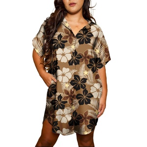 Tenues féminines décontractées de plage, robes à motifs tribaux polynésiens, impression personnalisée, style chemise hawaïenne, robes grande taille pour femmes - Product Image 4