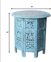 Tabouret en bois artisanal de style bohème traditionnel, tissé à la main, meuble polyvalent pour salon, chambre, ou table d'appoint pour la prière (Pooja)