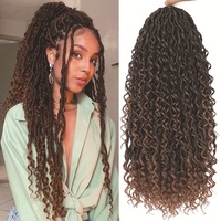 Extensions de cheveux au crochet Julianna 18 pouces, style bohème, bouclées, fausses locks, locks de déesse, locks de rivière, pour tresses, vente en gros