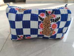100% Pure Cotton Eco-friendly Cosmetic Pouches Set of 3 Quilted Design Travel <b>Makeup</b> Bag Water Resistant & Durable Travel <b>Case</b> - Product Image 3