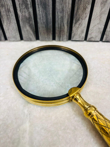 Vintage Metal Magnifying Glass with Round Lens Decorative Handheld <b>Reading</b> Magnifier Gold Finish Classic Desk <b>Accessory</b> Gift - Product Image 3